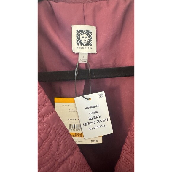 Anne Klein Textured Button Coat Woman's Small Deep Berry Classic Modern Trench - Picture 5 of 9